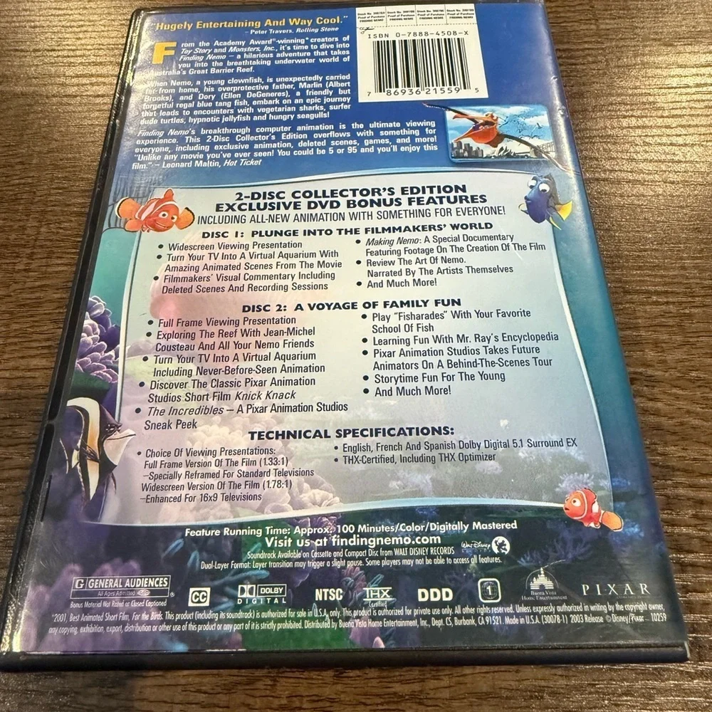 Finding Nemo (DVD, 2003, 2-Disc Set) - Picture 2 of 4